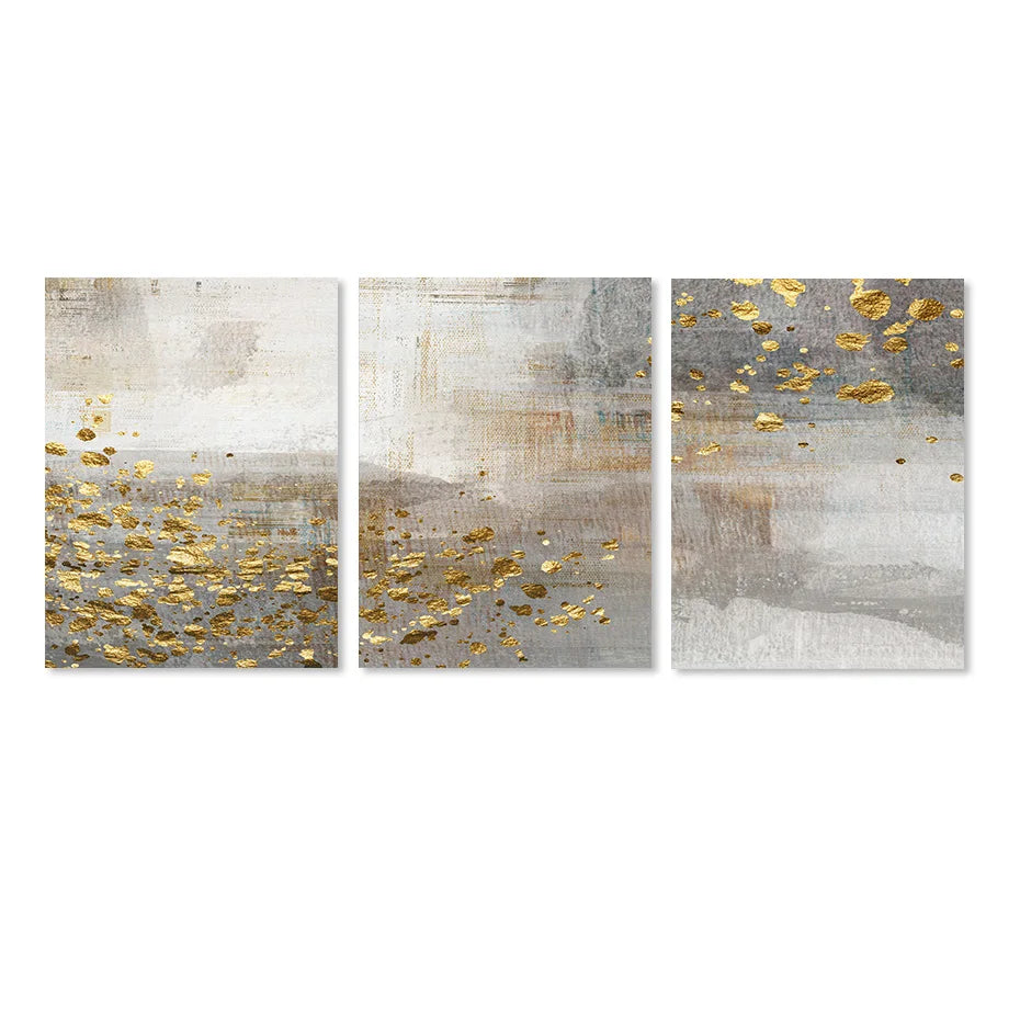 Beige Grau Goldgefleckt Vintage Abstrakte Wandkunst Fine Art Leinwanddrucke Zeitgenössische Bilder für elegante Innenräume | Brehn