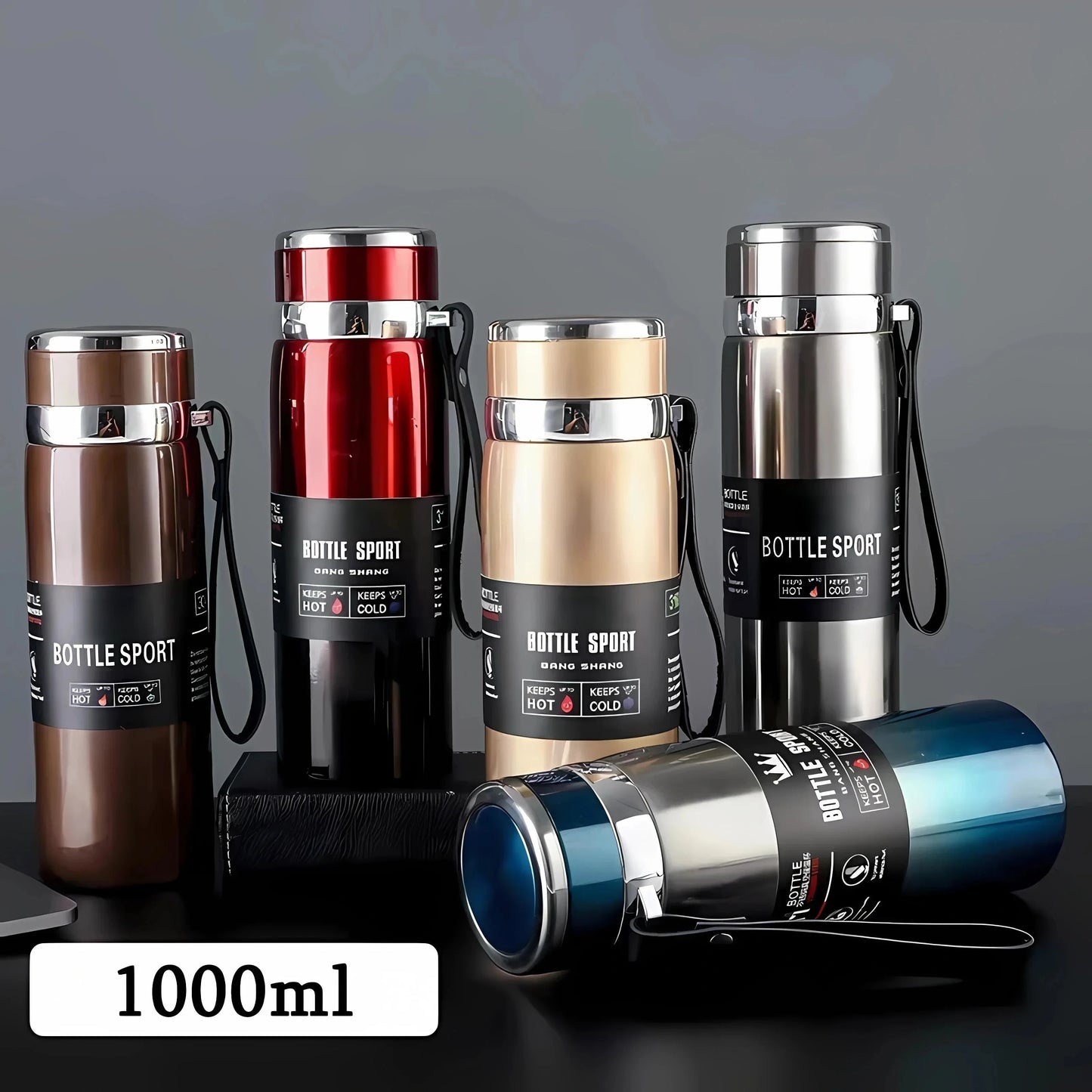 Edelstahl-Thermosflasche vakuumisoliert 1000 ml | Brehn