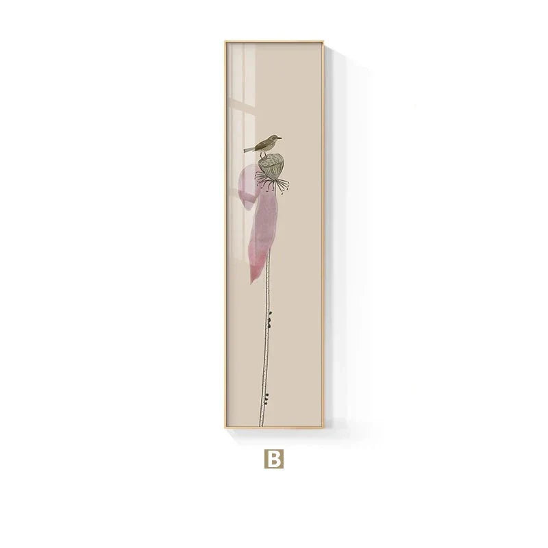 Minimalistische Blumen Vögel & Schmetterling Wandkunst Feine Kunst Leinwanddrucke Hohe Vertikale Format Bilder Für Foyer Lobby Empfangsraum Kunst Dekor | Brehn
