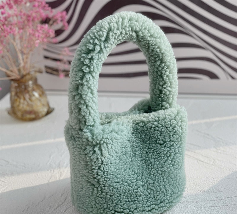 Brehn | Kuscheliges Plüsch Mini Eimer Tasche