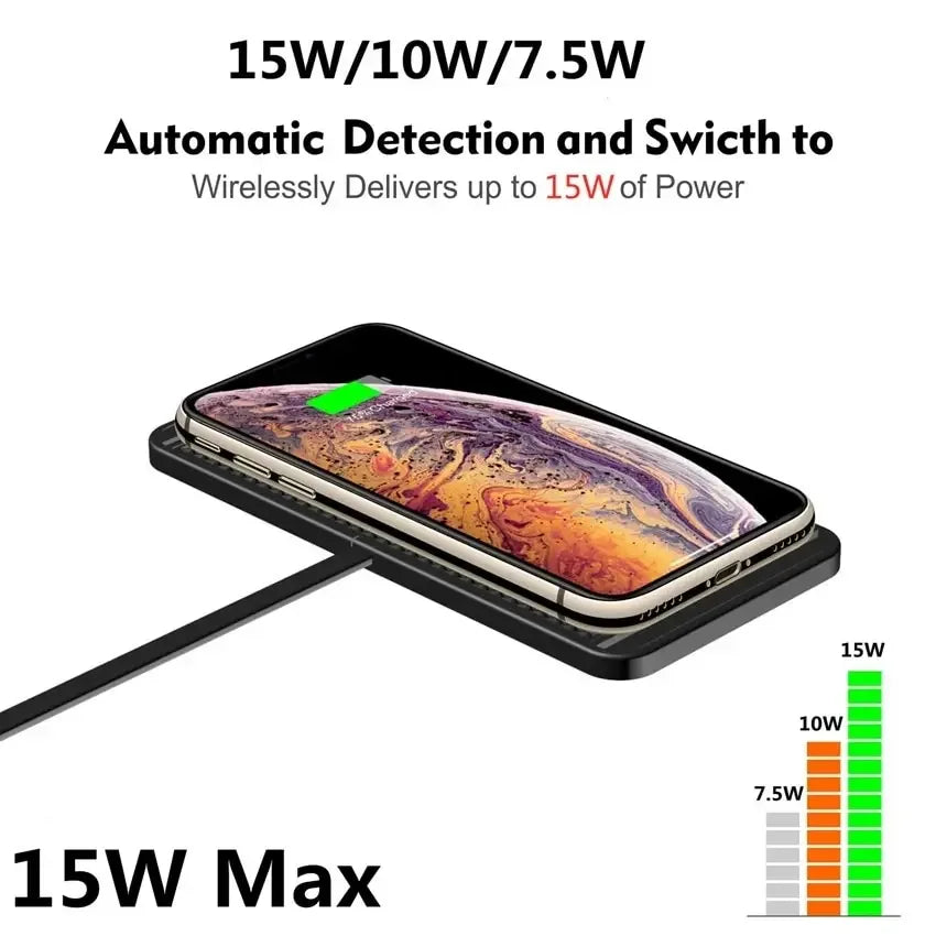 Brehn | Voltigo Wireless Ladepad | 15W Schnellladegerät | Rutschfest & Ultra-Slim | Kompatibel mit iPhone & Samsung