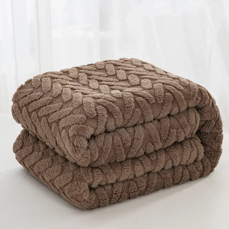 Brehn | Jacquard Fleece Decke CozyWeave | Einzelnes Layer & Doppelseitig | Weiche Tafu & Shu Baumwollfleece | Für Herbst & Winter