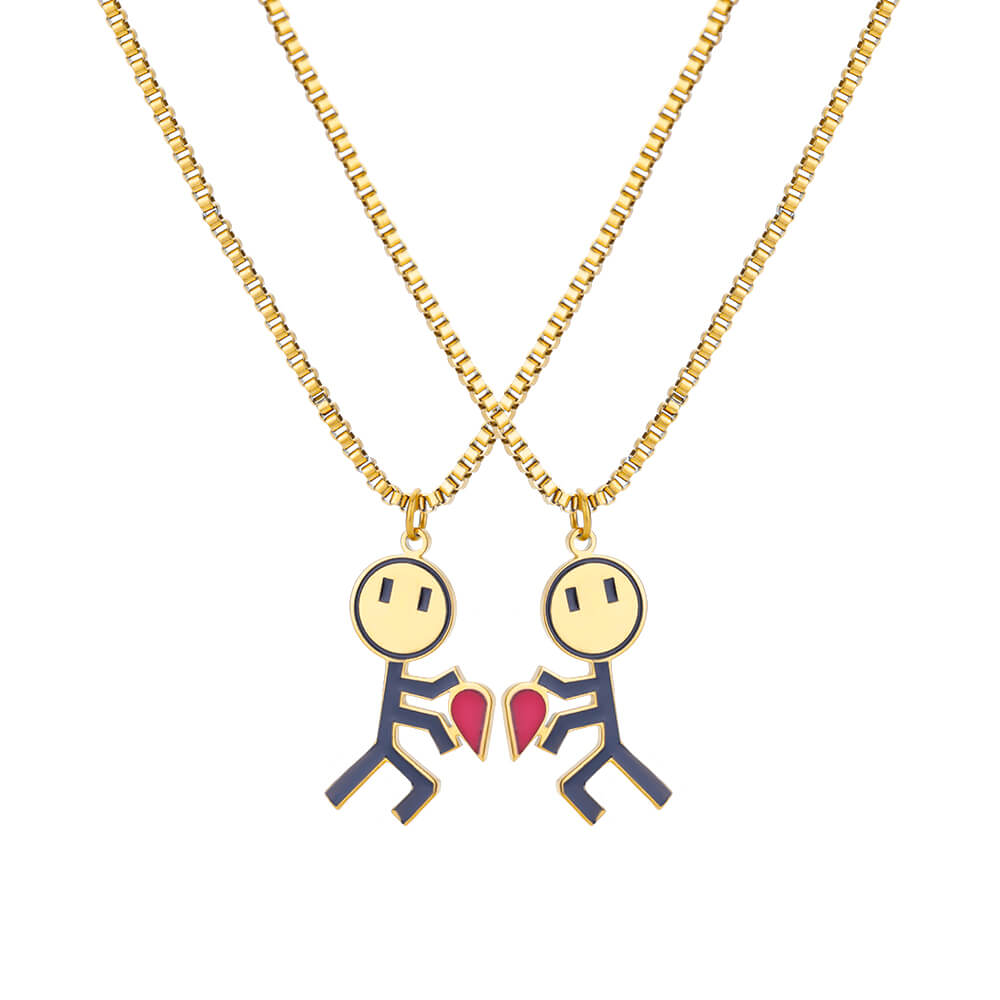 VIvolux | 2pcs Doppel Liebe Herz Halskette