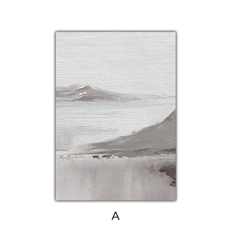 Abstrakte graue Berglandschaft Wandkunst Fine Art Leinwanddrucke Bilder für moderne Wohnung Wohnzimmer Esszimmer Kunstdekoration | Brehn