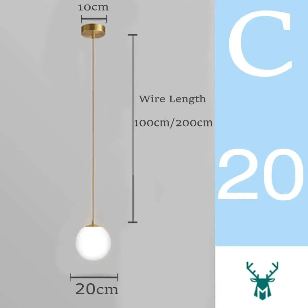 Brehn | Mid-Century Modern Glas Ball Pendelleuchte
