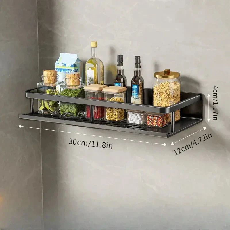 Wandmontierter Küchenregal – Platzsparendes und stilvolles Aluminiumregal für Küchenutensilien | Brehn