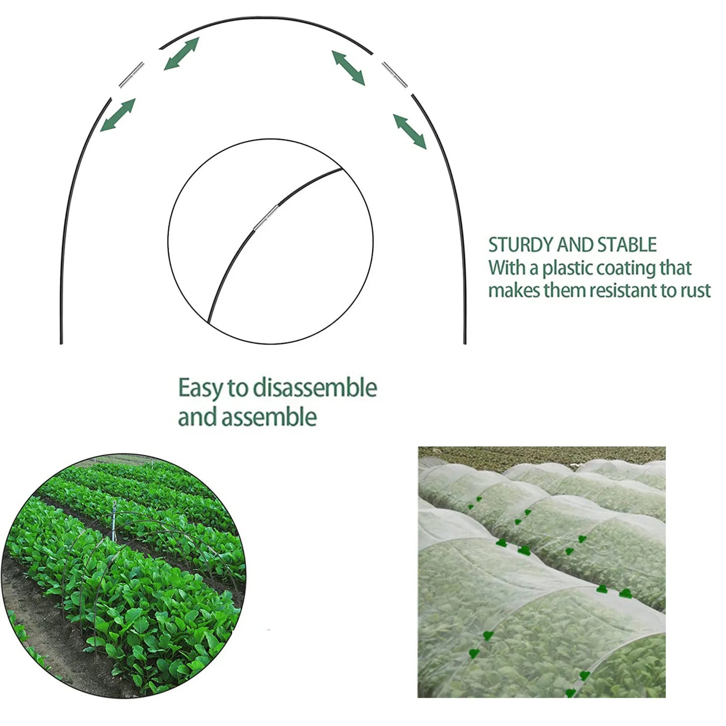 Brehn | Plantura FlexGrow Gartenbügel-Set aus Fiberglas | DIY Pflanztunnel für Hochbeete & Frühbeet | Rostfrei & Wiederverwendbar | Inkl. Steckverbinder