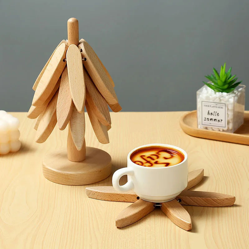 Brehn | Holz Baum Hitzebeständiger Untersetzer Set