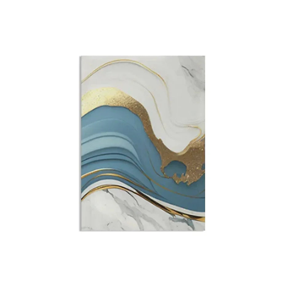 Modern Abstract Golden Blue Liquid Marble Print Wandkunst Fine Art Leinwanddrucke Bilder für Wohnzimmer Schlafzimmer Nordische Wohnkultur | Brehn
