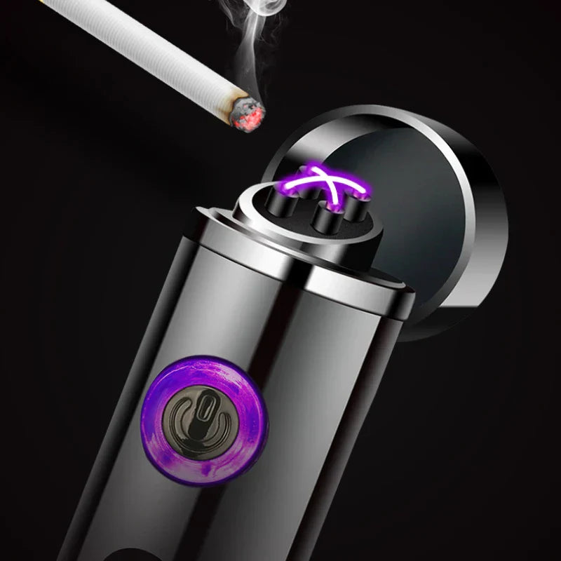 Brehn | Voltrino Zylinder USB-Feuerzeug | Doppelbogen-Technologie | Wiederaufladbar & winddicht | Edelmetallgehäuse für Männer