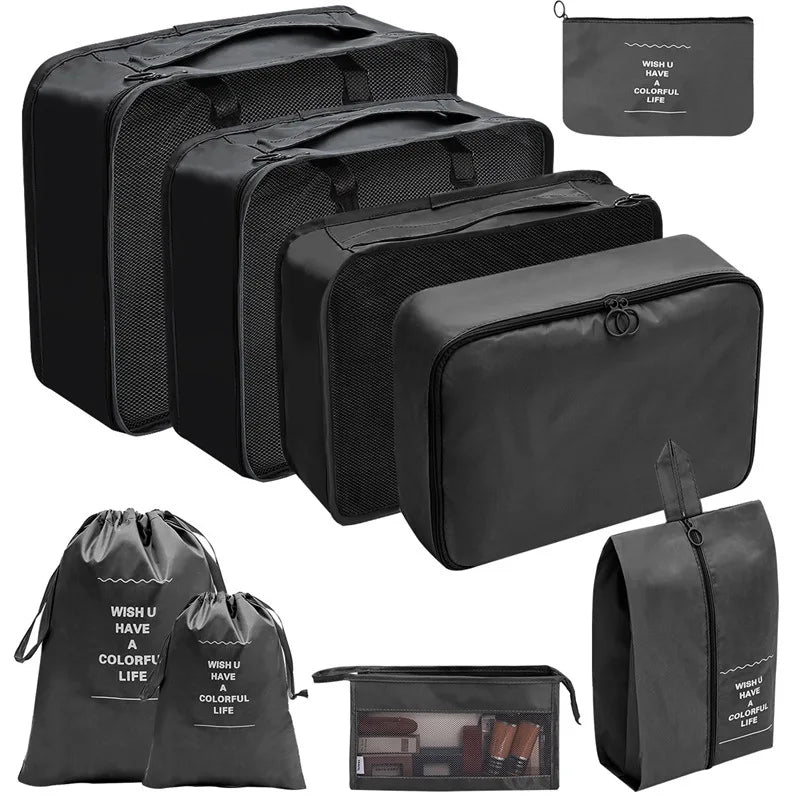 Brehn | PackWunder Reise-Organizer Set 7/8/9/10-teilig | Faltbare Koffer-Organizer | Für Kleidung, Schuhe & Accessoires
