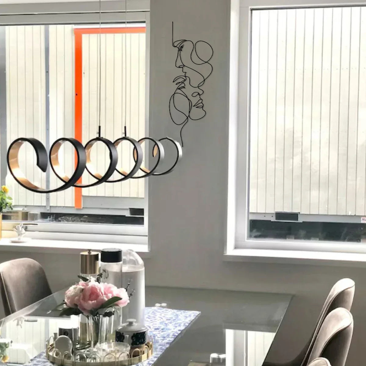 Minimalistische Verflochtene Liebende Metall Linienkunst Skulptur Wanddeko Abstrakte Nordische Hängetechnik Für Wohnzimmer Schlafzimmer Wand | Brehn