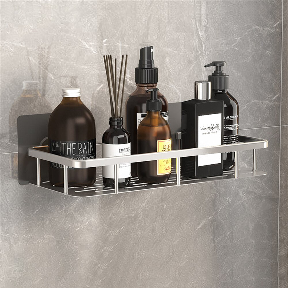 Metal suction cup bathroom shelves