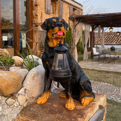 Solarbetriebene Außenharz Hundestatue Lampe | Brehn