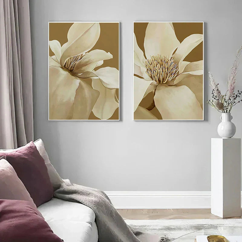 Große abstrakte florale Wandkunst feine Kunstleinwanddrucke moderne Botanikbilder für Wohnzimmer Esszimmer Schlafzimmer Kunstdekoration | Brehn