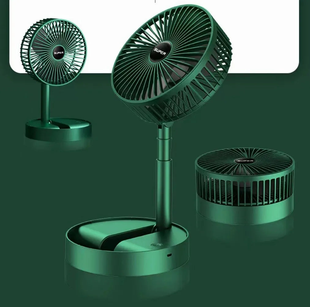 Tragbarer 6-Zoll Standventilator | Zusammenklappbarer Teleskopboden/USB | Wiederaufladbarer Akku | 3 Geschwindigkeiten, super leise, höhenverstellbar | Brehn