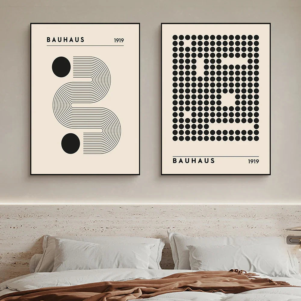 Vintage Retro Geometric Abstract Bauhaus Expo Kunst Galerie Poster Wandkunst Feine Kunst Leinwanddrucke Bilder Für Wohnzimmer Esszimmer Home Office Dekor | Brehn