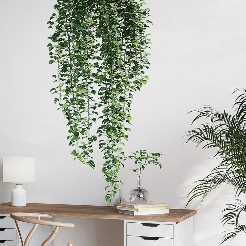Realistische grüne Ranken Wandaufkleber 54x105cm grüne Blätter Wandsticker abnehmbar abziehbar und aufkleber PVC Vinyl Wandmural für kreative DIY Wohnkultur | Brehn