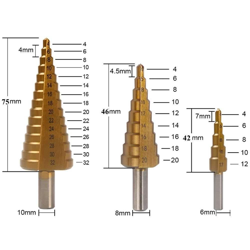 Brehn | 6-teiliges Titan-Bohrer-Set | Für präzises Bohren durch Metall, Holz und andere Materialien