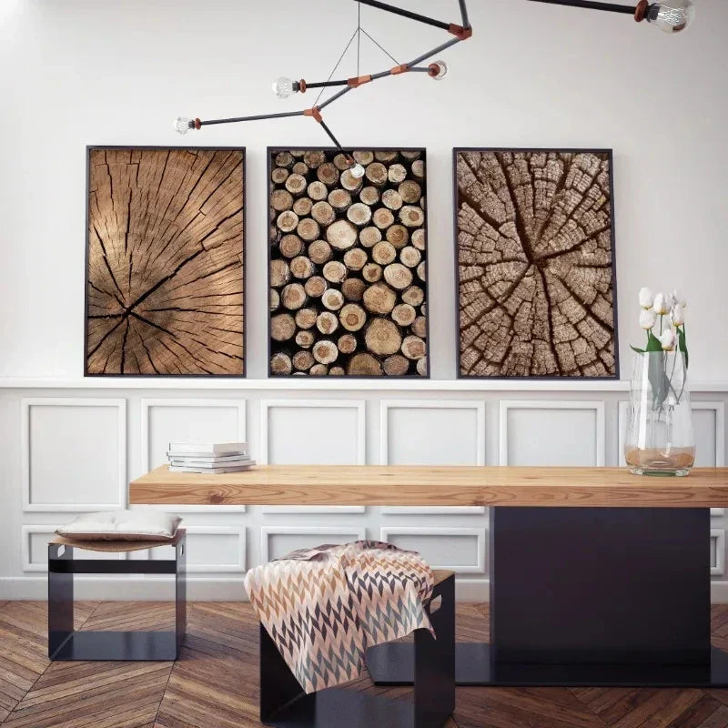 Natürliche Holzbaumring-Wandkunst-Poster, feine Kunst-Leinwanddrucke, Bilder für modernes Landhaus-Wohnzimmer, skandinavischer Stil, Wohnkultur | Brehn