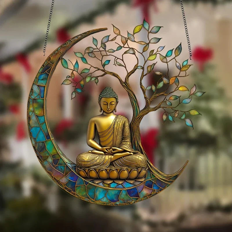 Brehn | Acryl Sonnenfänger ZenLight | 2D Buddha Dekor | Fenster- & Wohnaccessoire | Spirituelles Raumdesign