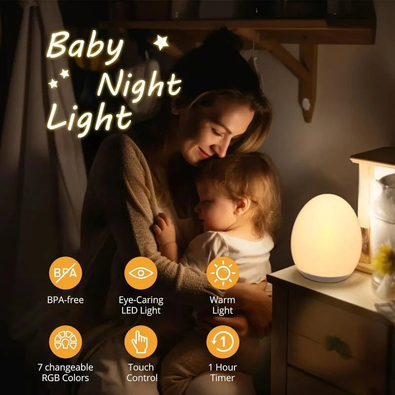 Brehn | Lumiboo Nachtlicht | RGB & Warmweiß | Touchsteuerung | 100h Akku | 12 × 10 cm | Baby- und Kinderzimmer
