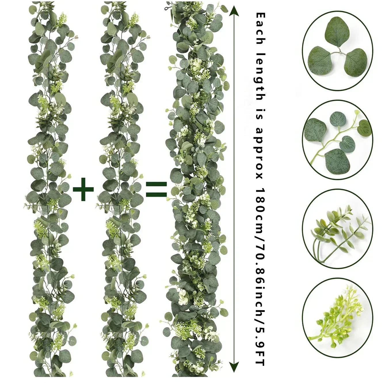 Brehn | Girlande - EucaGreen - Künstlicher Eukalyptus - 2-teiliges Set