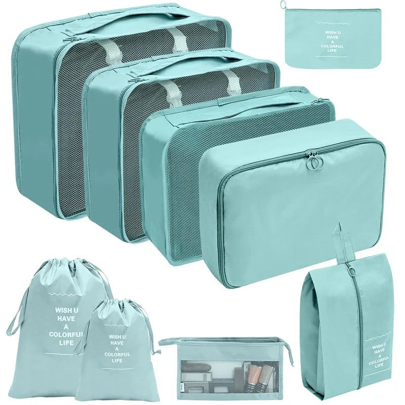 Brehn | PackWunder Reise-Organizer Set 7/8/9/10-teilig | Faltbare Koffer-Organizer | Für Kleidung, Schuhe & Accessoires