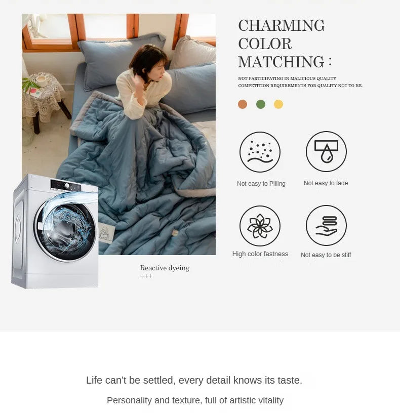 2024 Japanische Baumwolle-Polyester Sommerdecke – Leicht, Waschbar, Hautfreundliche Einfarbige Decke | Brehn