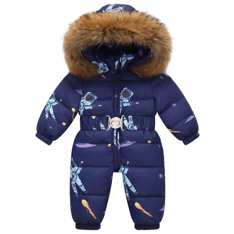 BowLift Winter Overall Niko | Waterproof snowsuit with faux fur hood and belt for children
