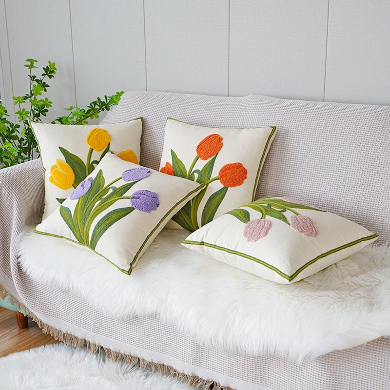 Bestickter Tulpenkissenbezug | Brehn