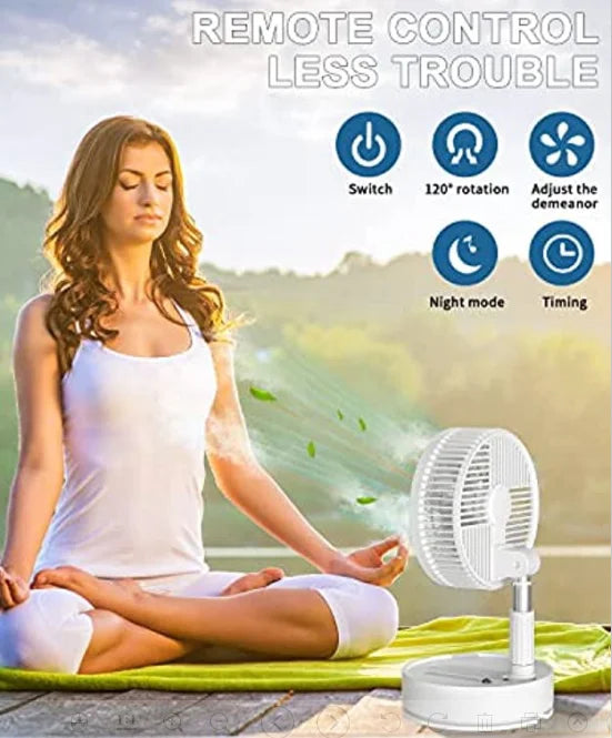 Tragbarer 6-Zoll Standventilator | Zusammenklappbarer Teleskopboden/USB | Wiederaufladbarer Akku | 3 Geschwindigkeiten, super leise, höhenverstellbar | Brehn