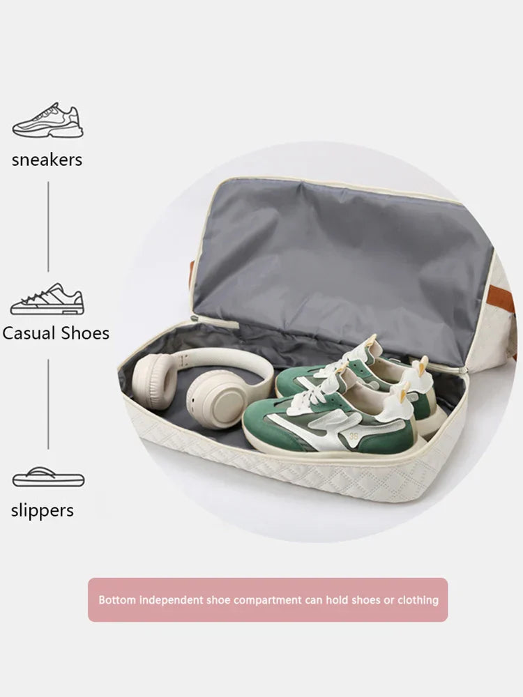 Brehn | Travessia Reisetasche mit Schuhfach | Große Kapazität & Rautenmuster | Nylon Wochenendtasche für Sport, Kurzreisen & den Alltag