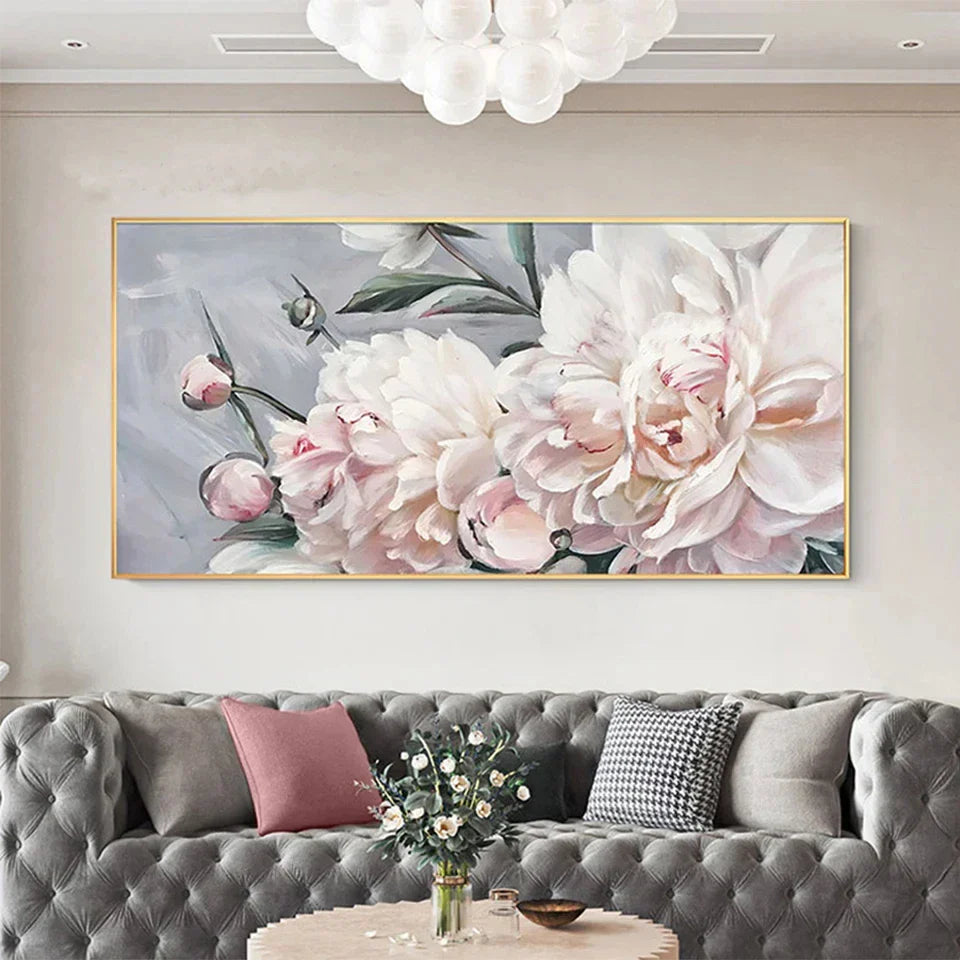 Große weiße florale abstrakte Wandkunst feine Kunstdrucke auf Leinwand moderne botanische Bilder für Wohnzimmer Hotelzimmer Schlafzimmer Kunst Dekor | Brehn