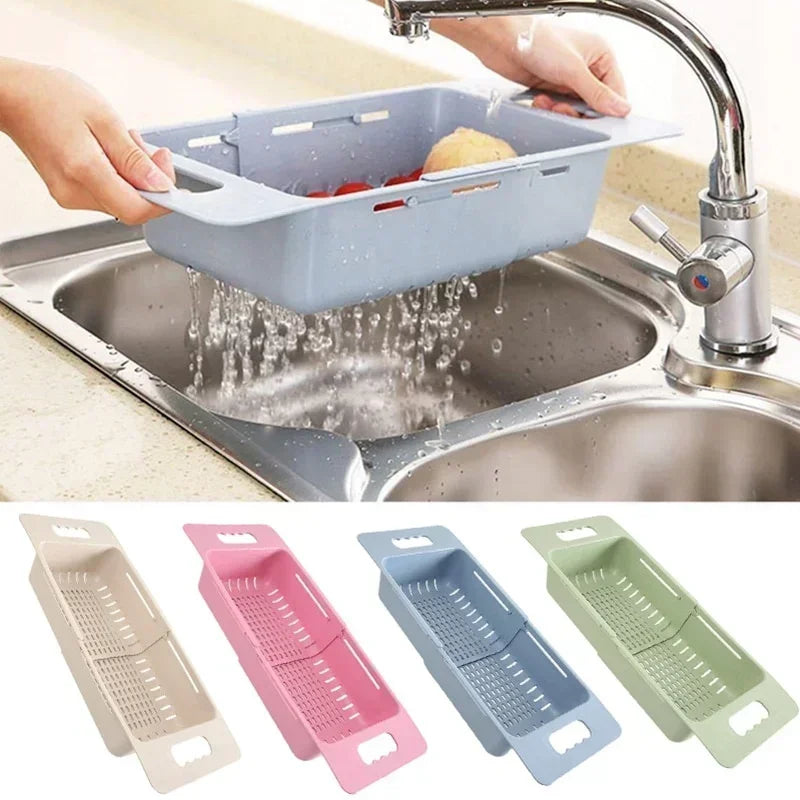 FlexDrain Abtropfkorb Küche – Verstellbarer Spülbecken Organizer | Auto Ablauf & Obst Gemüse Trockner | Platzsparendes Küchezubehör | Brehn