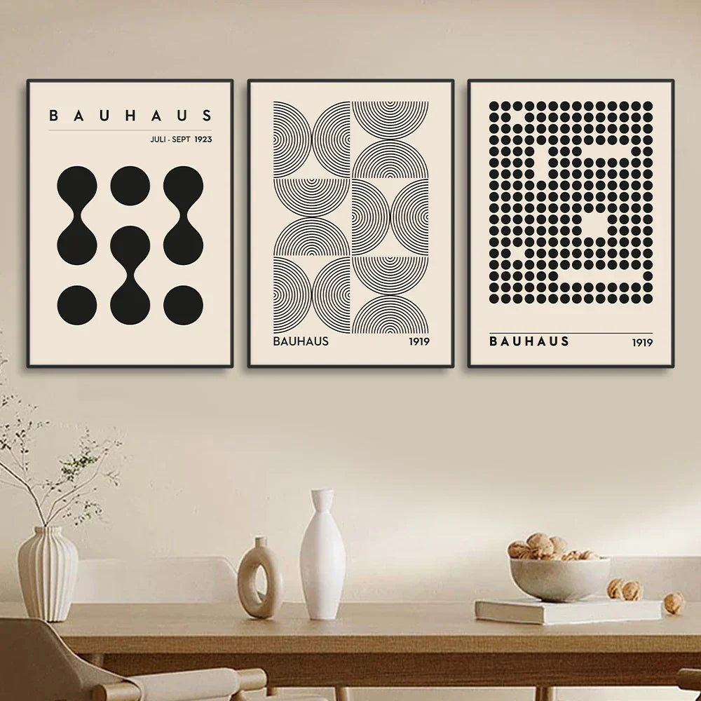 Vintage Retro Geometric Abstract Bauhaus Expo Kunst Galerie Poster Wandkunst Feine Kunst Leinwanddrucke Bilder Für Wohnzimmer Esszimmer Home Office Dekor | Brehn