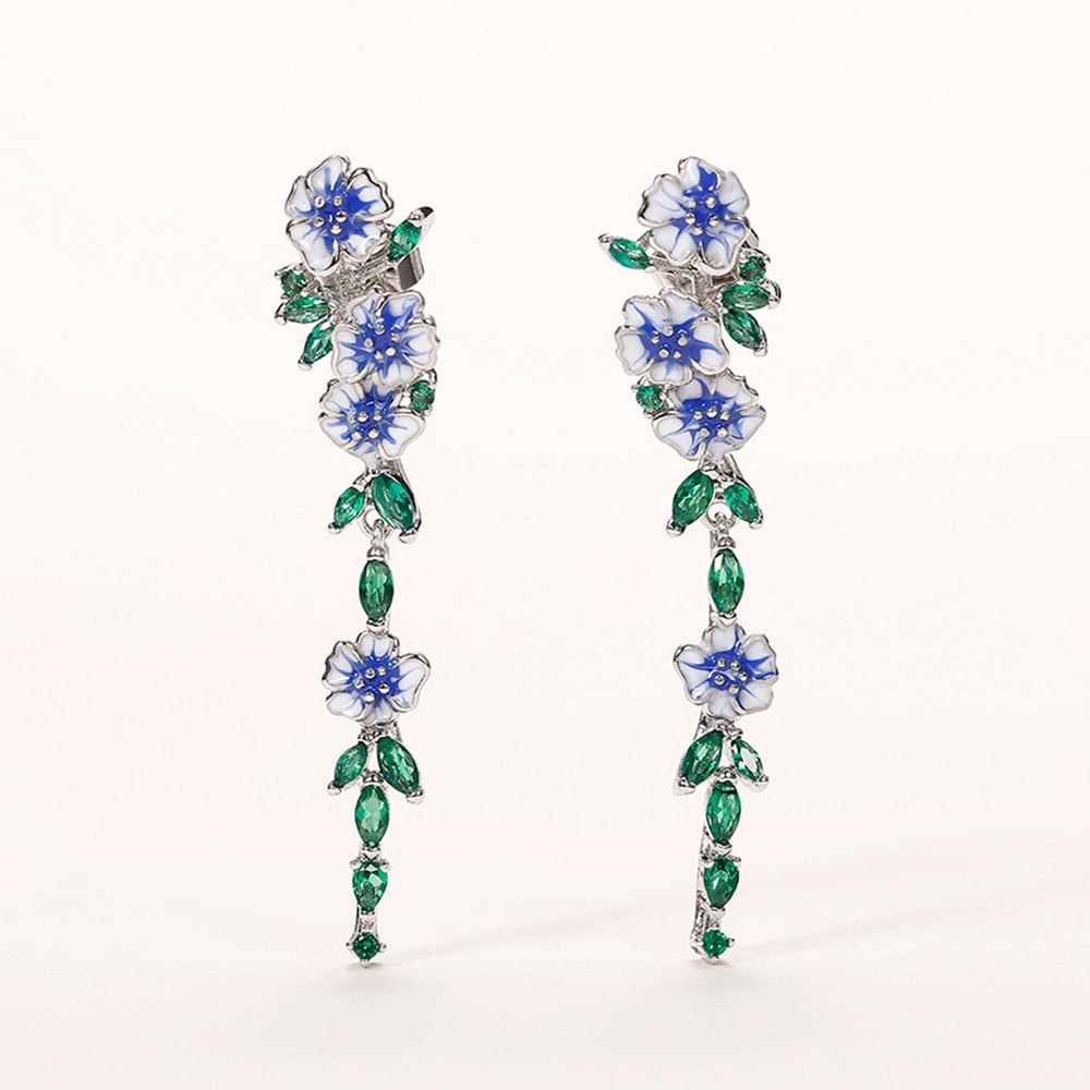 VIvolux | Vintage Blaue Blüten Ohrringe