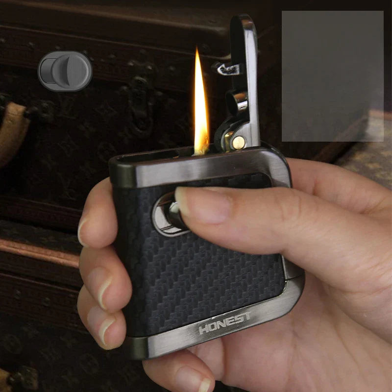 Brehn | Retro Dünn Ein Klick Pop Up Winddicht Kerosin Feuerzeug