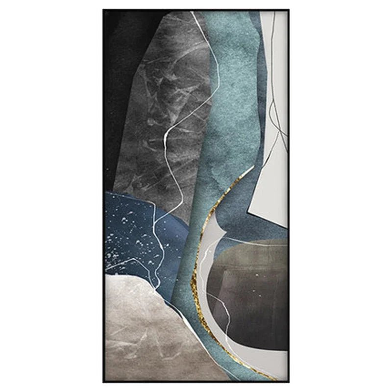 Große Größen Grau Blau Grün Nordisch Geomorph Abstract Wandkunst Feine Kunst Leinwanddrucke Bilder Für Moderne Wohnung Wohnzimmer Eingangsbereich Kunst Dekor | Brehn