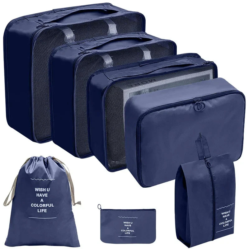 Brehn | PackWunder Reise-Organizer Set 7/8/9/10-teilig | Faltbare Koffer-Organizer | Für Kleidung, Schuhe & Accessoires