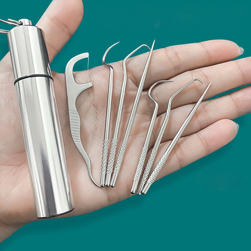 Brehn | Minty Tragbares Metall Zahnstocher Reinigungsset