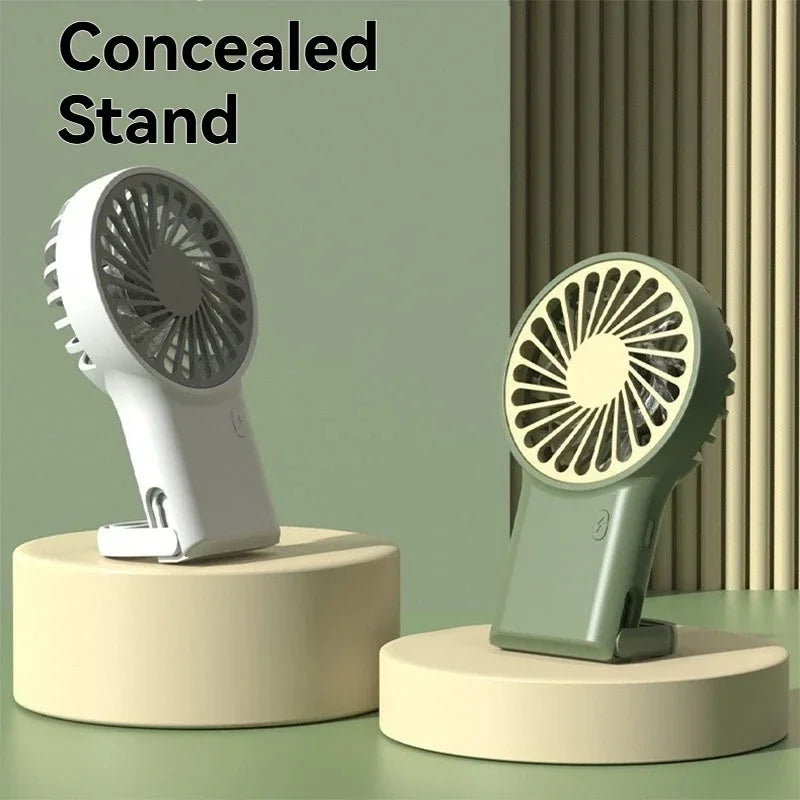 Neuer faltbarer USB wiederaufladbarer Mini-Ventilator | Handventilator für den Schreibtisch mit Cartoon-Design & Haken für Outdoor-, Heim- & Bürogebrauch | Brehn