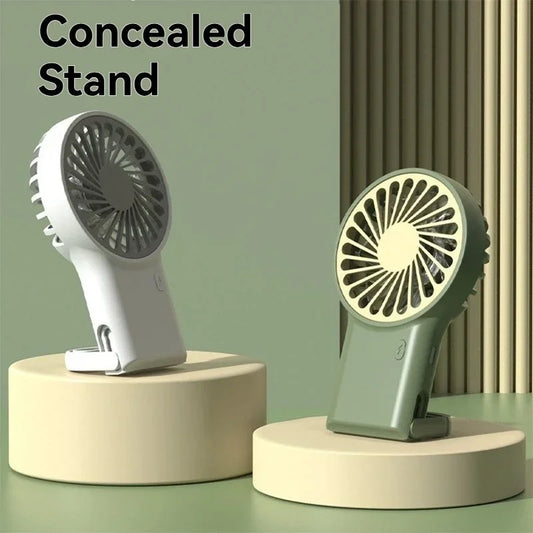 Neuer faltbarer USB wiederaufladbarer Mini-Ventilator | Handventilator für den Schreibtisch mit Cartoon-Design & Haken für Outdoor-, Heim- & Bürogebrauch | Brehn