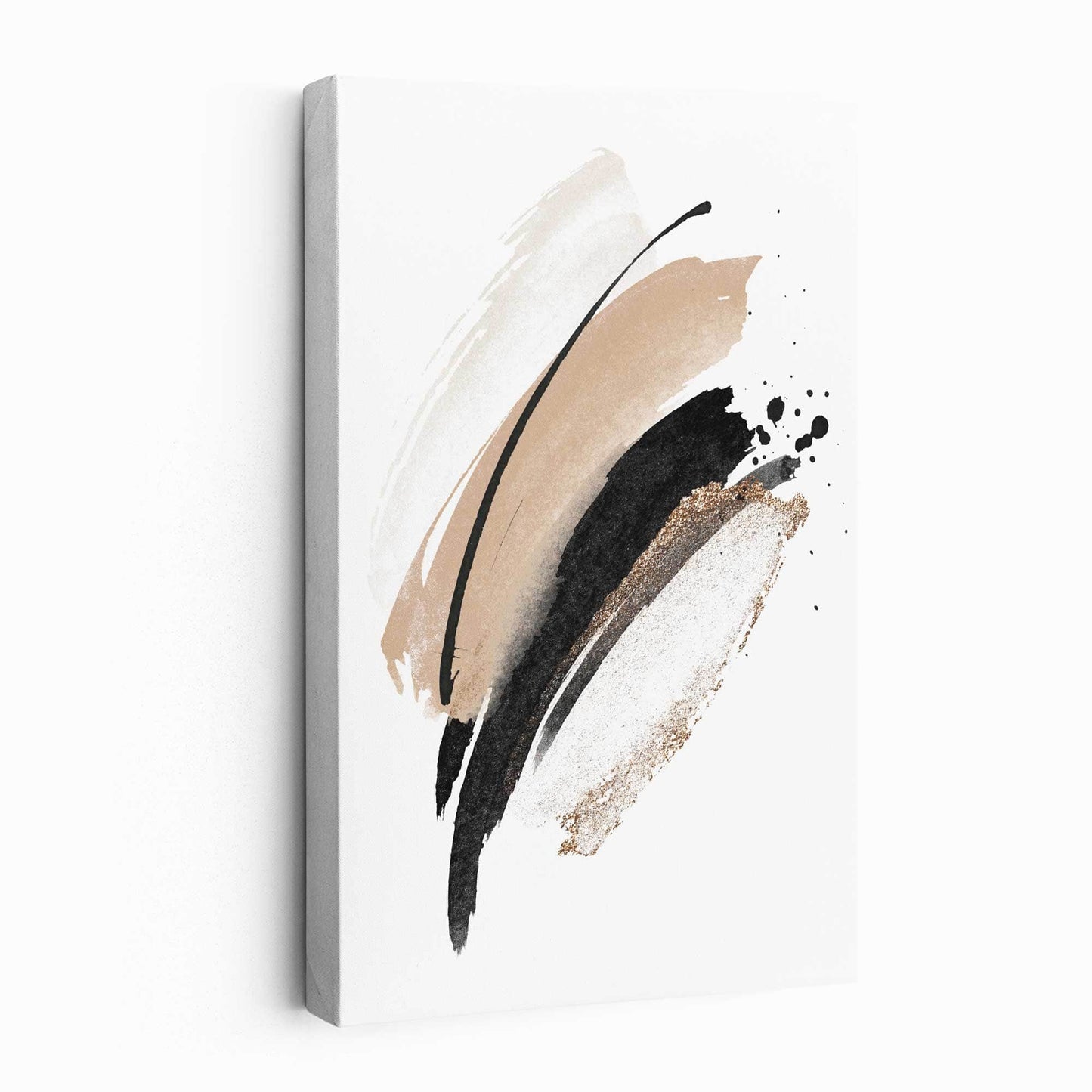 Abstrakte schwarz-beige Aquarellformen auf Leinwand Nr. 2
