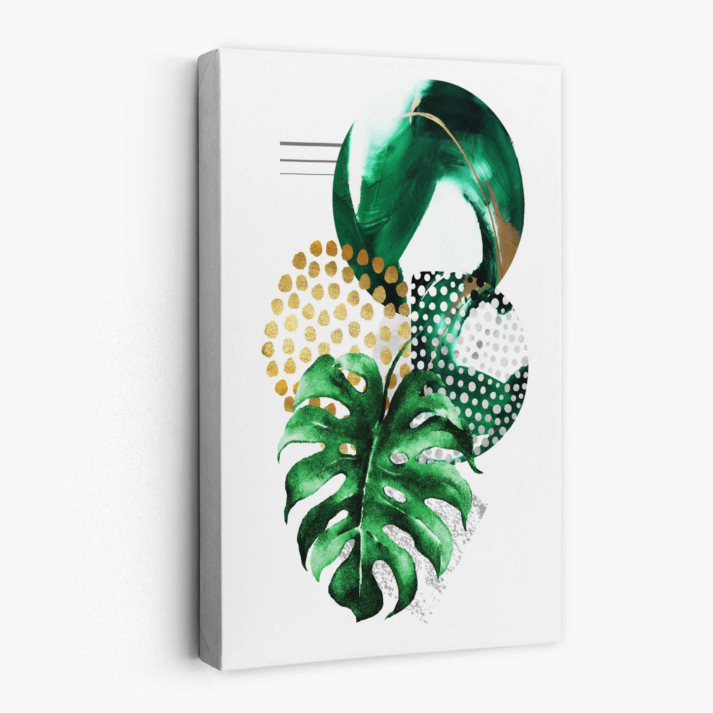 Abstraktes botanisches Gemälde in Grün und Gold Nr. 2