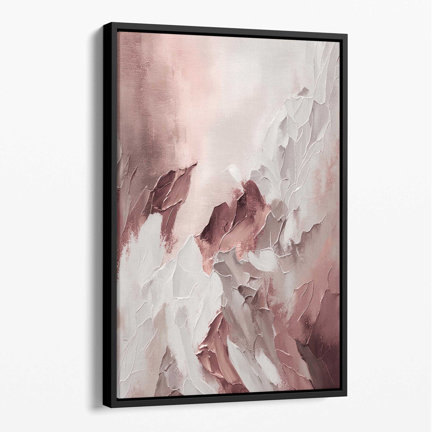 Abstraktes rosa-weißes Leinwandbild „Farbstriche Nr. 2“