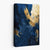 Abstraktes Wandbild auf Leinwand in Blau und Gold, Farbstriche Nr. 2