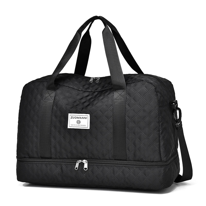 Brehn | Raumio TravelFlex Leichte Reisetasche mit Rautenmuster | Große Sport- & Wochenendtasche mit Schuhfach & Nassfach | Handgepäcktauglich & faltbar