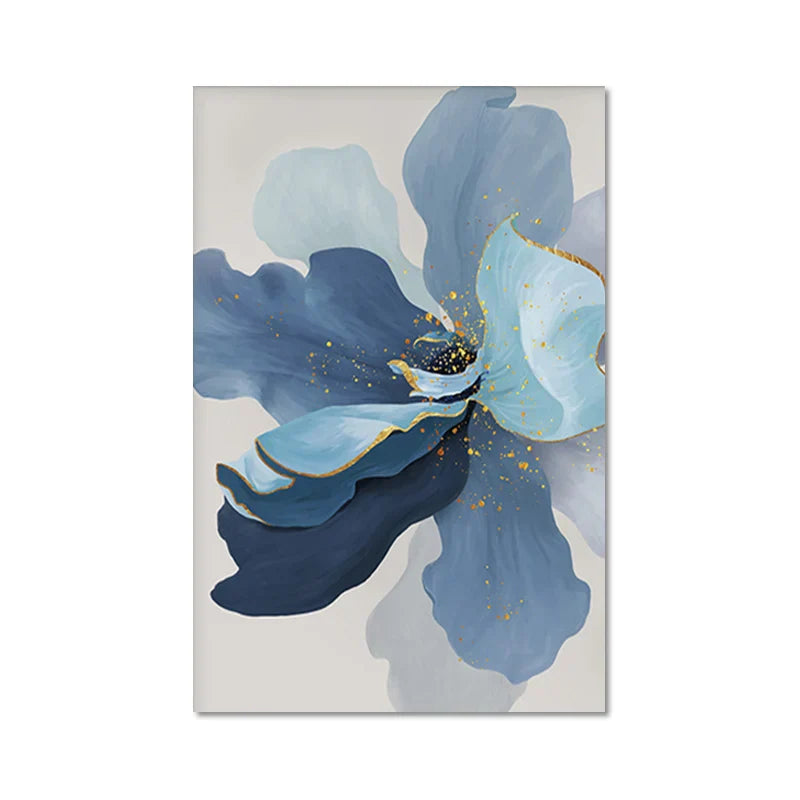 Big Blue Petal Florale Wandkunst Fine Art Leinwanddrucke Moderne Botanische Abstrakte Bilder Für Wohnzimmer Schlafzimmer Esszimmer Kunstdekor | Brehn