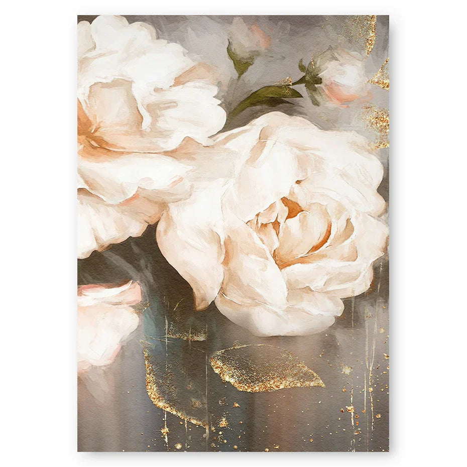Rosa Beige Blüten Große Florale Wandkunst Feine Kunst Leinwanddrucke Elegante Abstrakte Botanische Bilder Für Wohnzimmer Schlafzimmer Kunst Dekor | Brehn